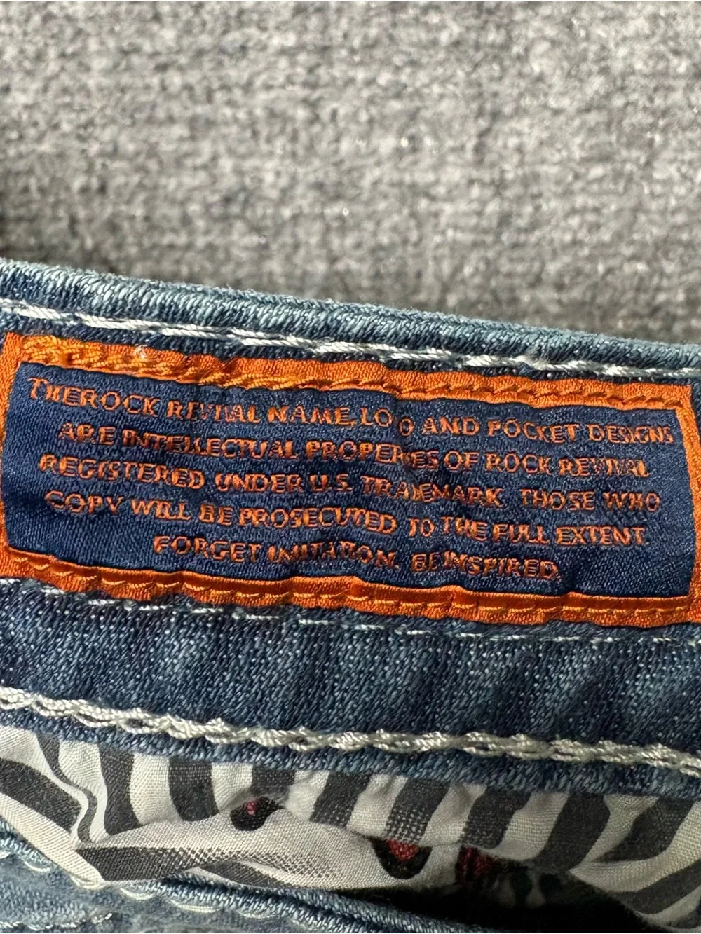 Rock Revival Becki Skinny Jeans Women 24 Blue Embellished Contrast Stitch